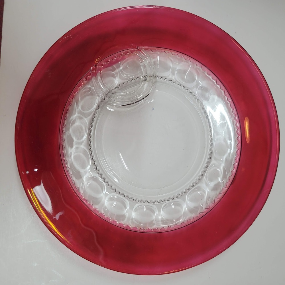 VTG Tiffin Franciscan Kings Crown Cranberry Flashed Salad / Luncheon  Plate